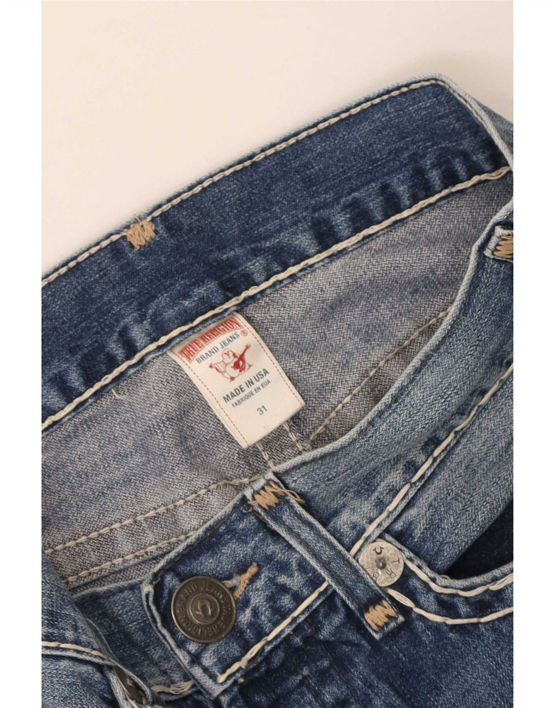 Vaqueros rectos para mujer True Religion W31 L28 Algodón azul