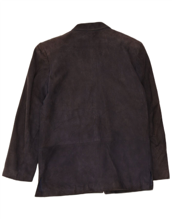 Trussardi Chaqueta Blazer De Ante De 2 Botones Para Mujer IT 44 Azul Marino Medio