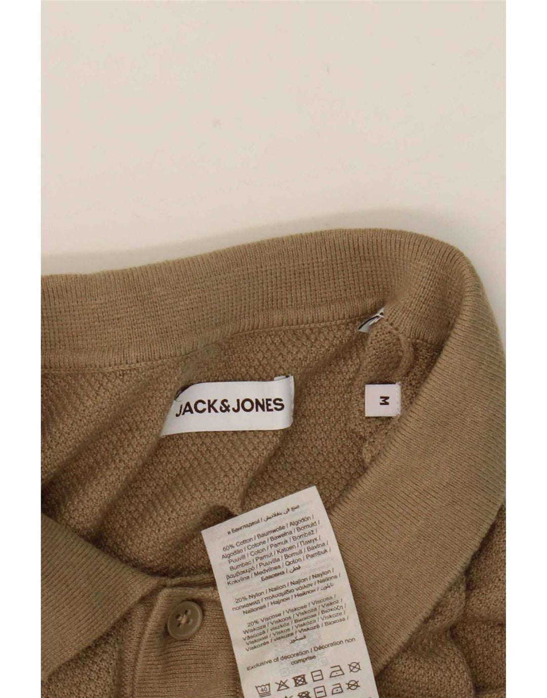 Camisa Jack & Jones Hombre Manga Corta Algodón Beige Medio