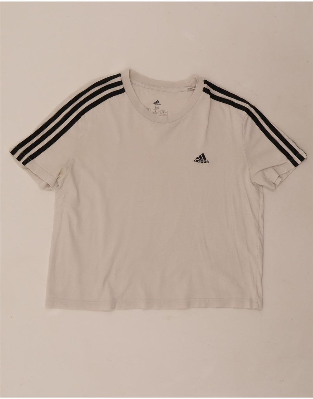 Adidas Mujer Crop Camiseta Top UK 12/14 Mediano Blanco