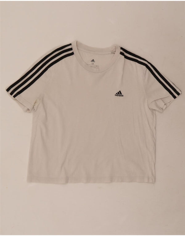 Adidas Mujer Crop Camiseta Top UK 12/14 Mediano Blanco