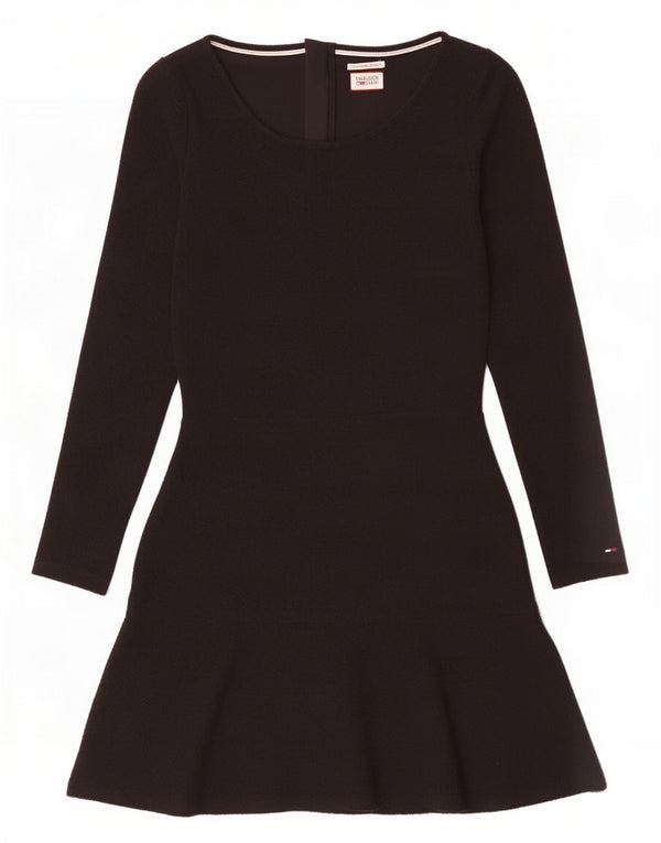 Tommy Hilfiger Womens Long Sleeve Jumper Dress UK 10 Small Black Polyester