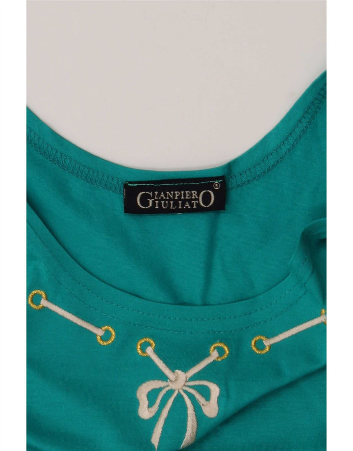 Vintage mujer chaleco top Reino Unido 12 verde medio