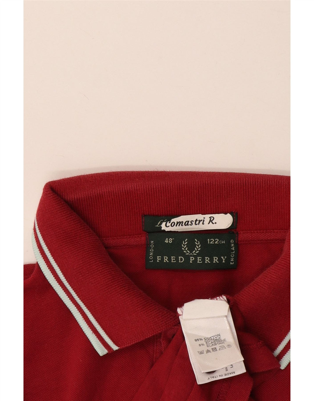 Polo Fred Perry Hombre IT 48 Algodón Burdeos Medio