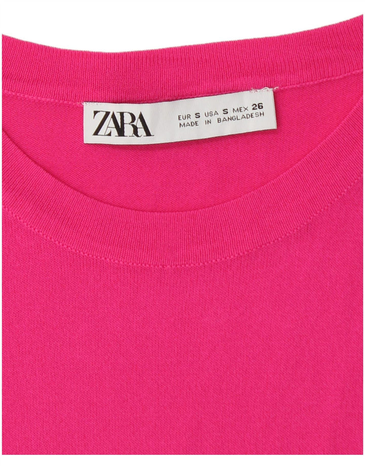 Zara Mujer Camiseta Top UK 8 Small Rosa