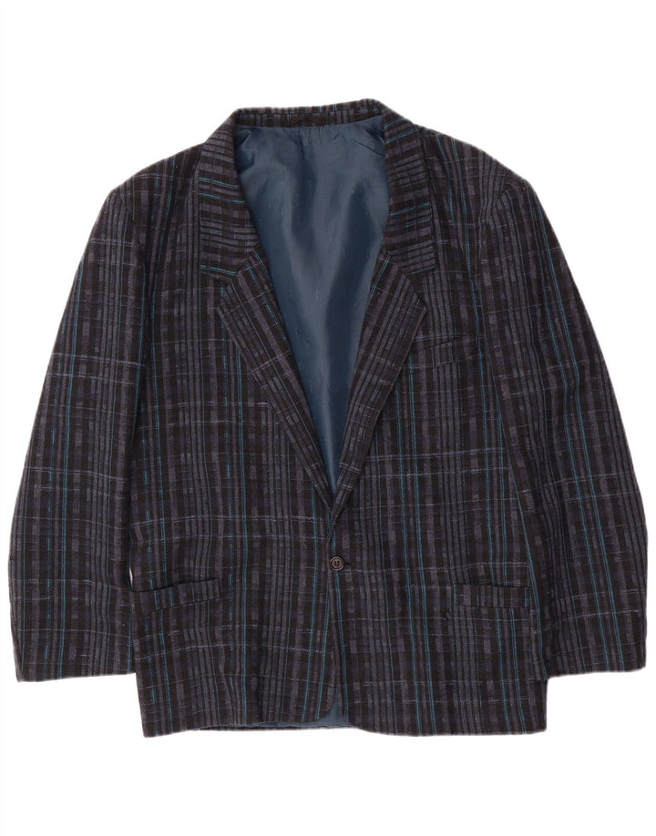 GIERRE Chaqueta tipo blazer con 1 botón para hombre UK 38 Mediano Azul marino Geométrico