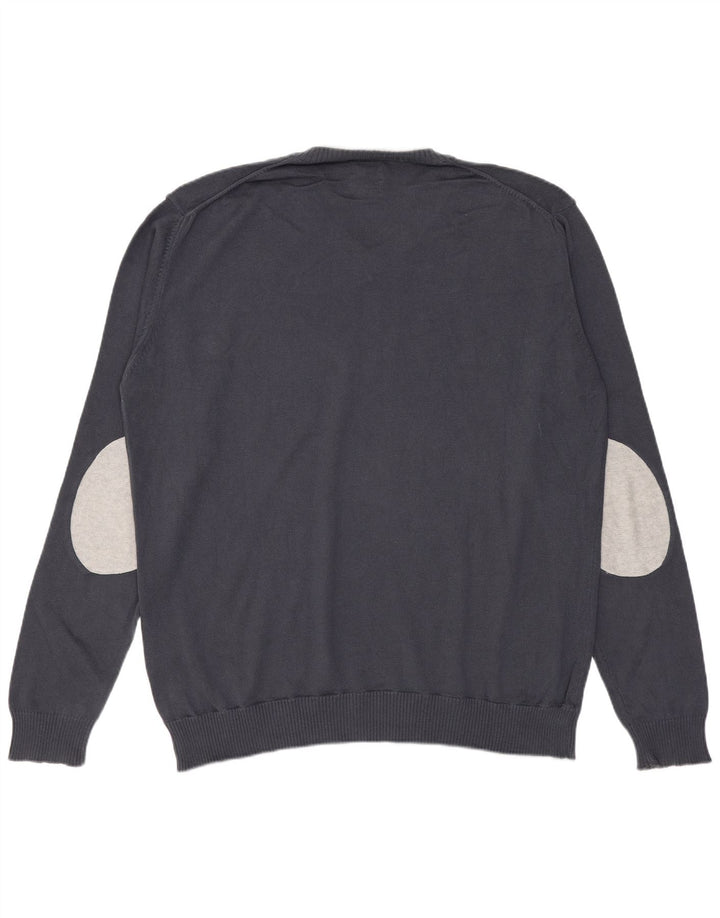 Marlboro Classics - Jersey con cuello en V para hombre, algodón gris medio