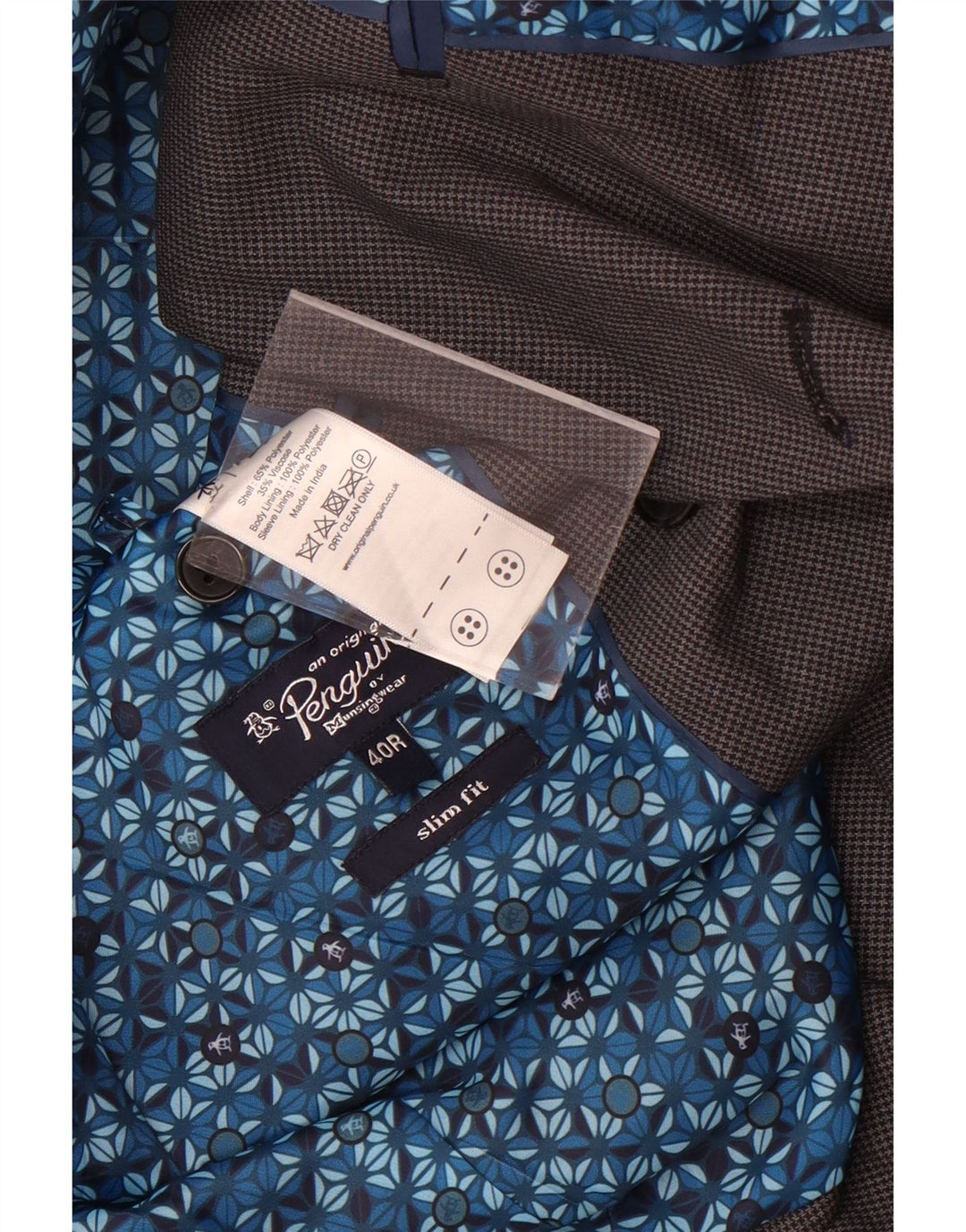 Penguin - Chaqueta tipo blazer con doble botonadura para hombre, talla grande, color gris, pata de gallo