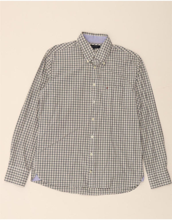 TOMMY HILFIGER Camisa de hombre de algodón a cuadros gris medio
