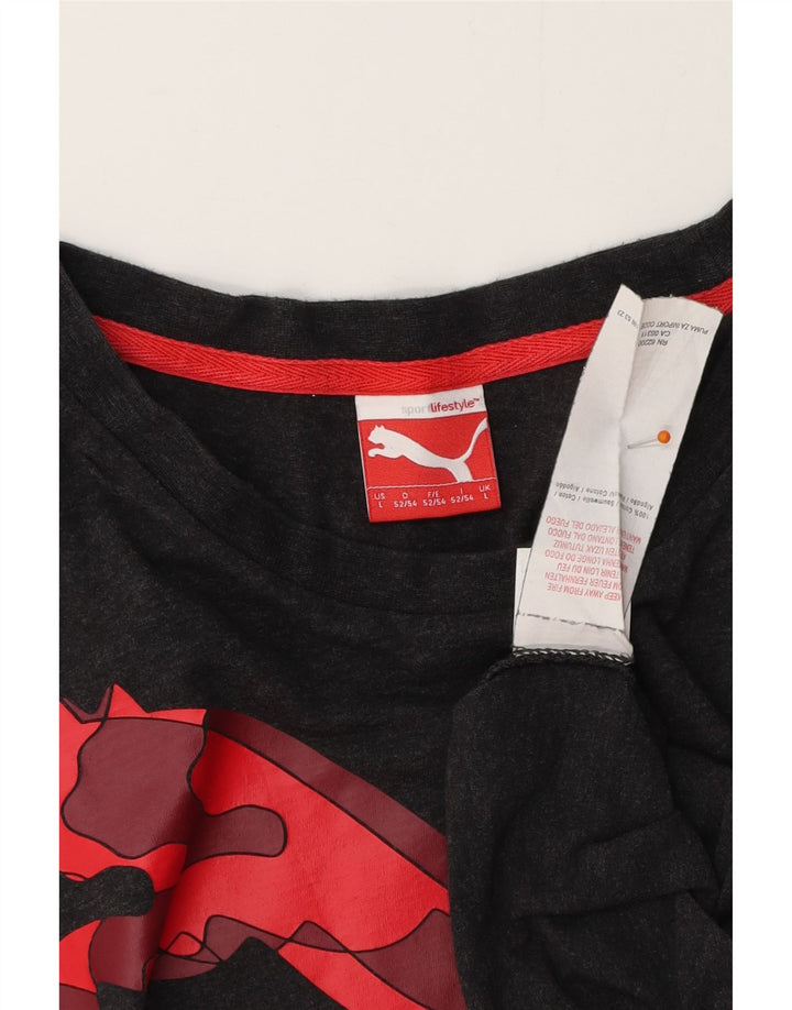 PUMA Camiseta gráfica para hombre Top grande de algodón gris