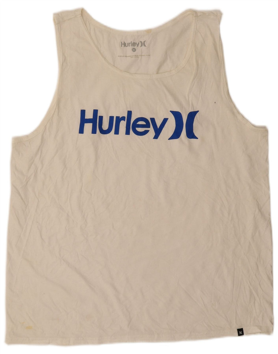 HURLEY Hombre Gráfico Chaleco Top XL Algodón Blanco