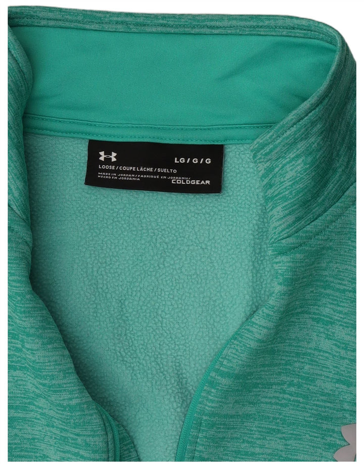 Under Armour Sudadera con cremallera y cuello tipo jersey para hombre, talla grande, color turquesa