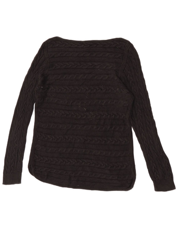Ralph Lauren - Jersey para mujer con cuello barco, talla 40, XL, algodón negro