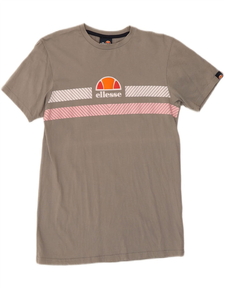 ELLESSE Mens Graphic T-Shirt Top Small Grey Striped Vintage Ellesse and Second-Hand Ellesse from Messina Hembry 