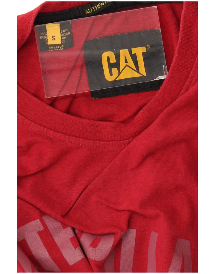 CAT Camiseta gráfica para hombre Top pequeño de algodón rojo