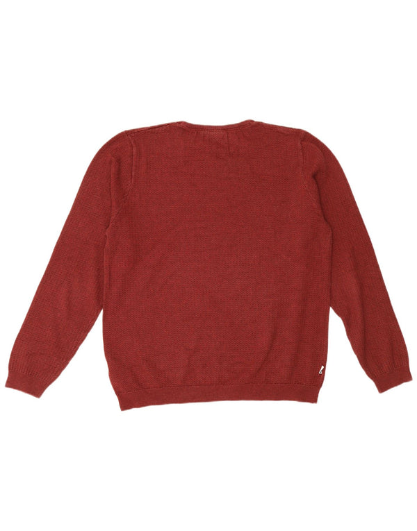 Fila Mens Crew Neck Jumper Sweater Large Borgoña Algodón