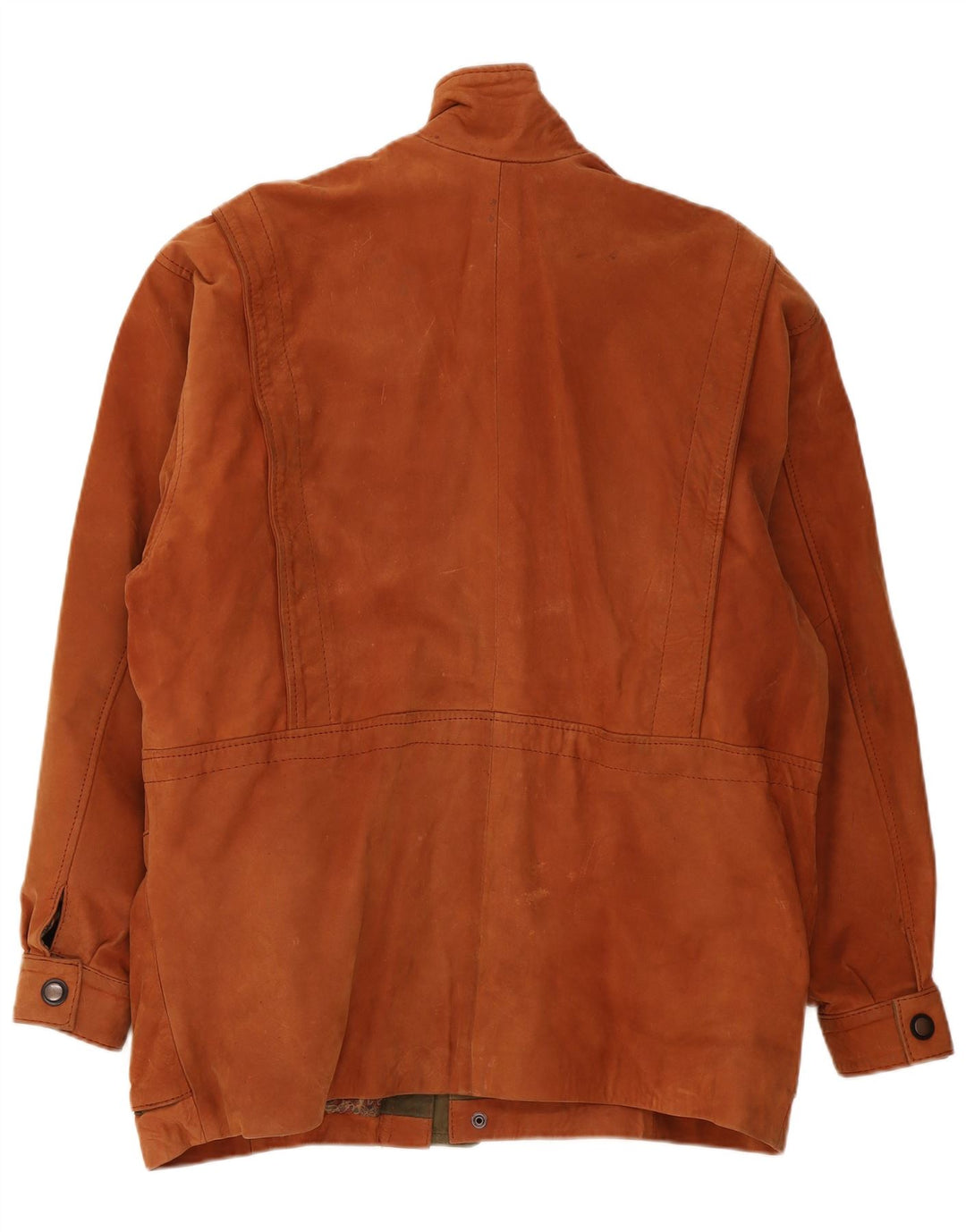 Chaqueta de cuero vintage para hombre Reino Unido 42 XL Bloque de color marrón