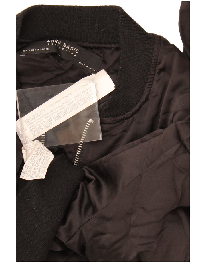 Zara Chaqueta Bomber Mujer UK 44 Mediana Poliéster Negro