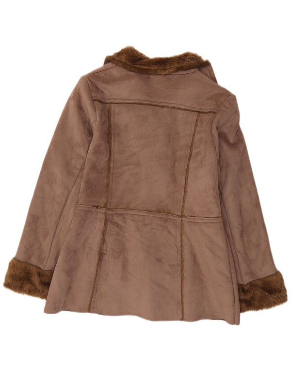 Fiorella Rubino Womens Sherpa Jacket UK 20 2XL Brown Acrylic