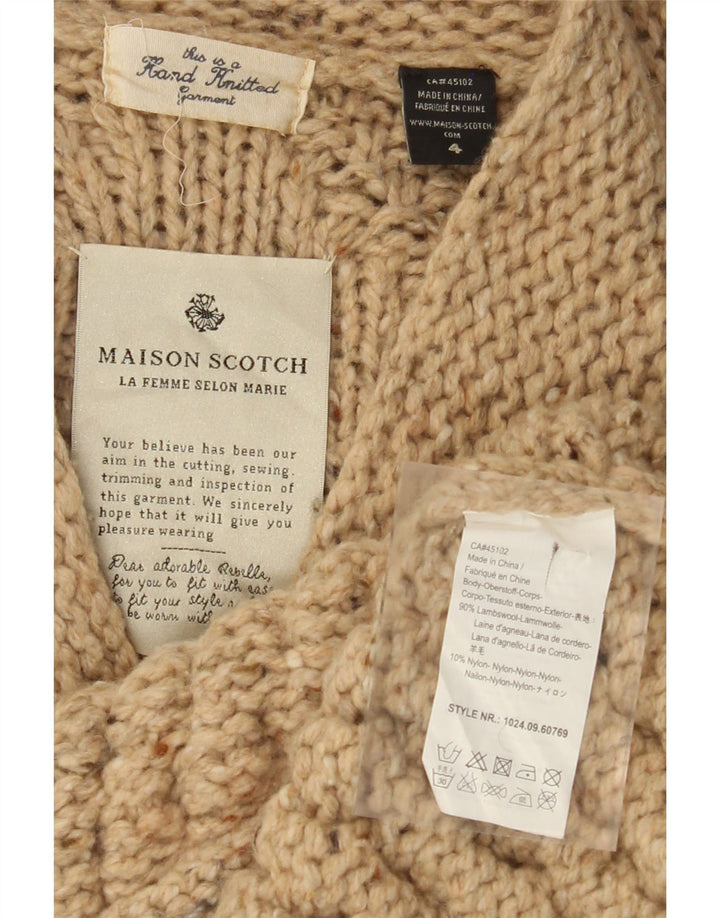 MAISON SCOTCH Suéter de punto a mano para mujer US 4 Pequeño Beige