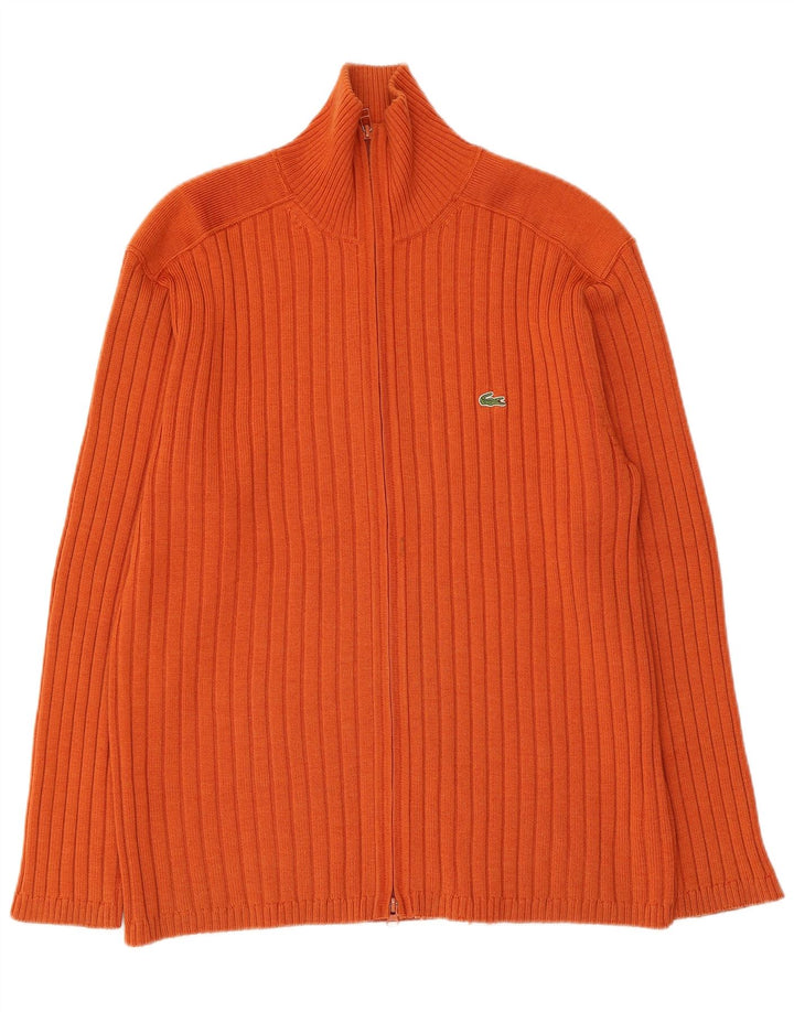 LACOSTE Suéter tipo cárdigan para hombre Talla 7 2XL Lana naranja