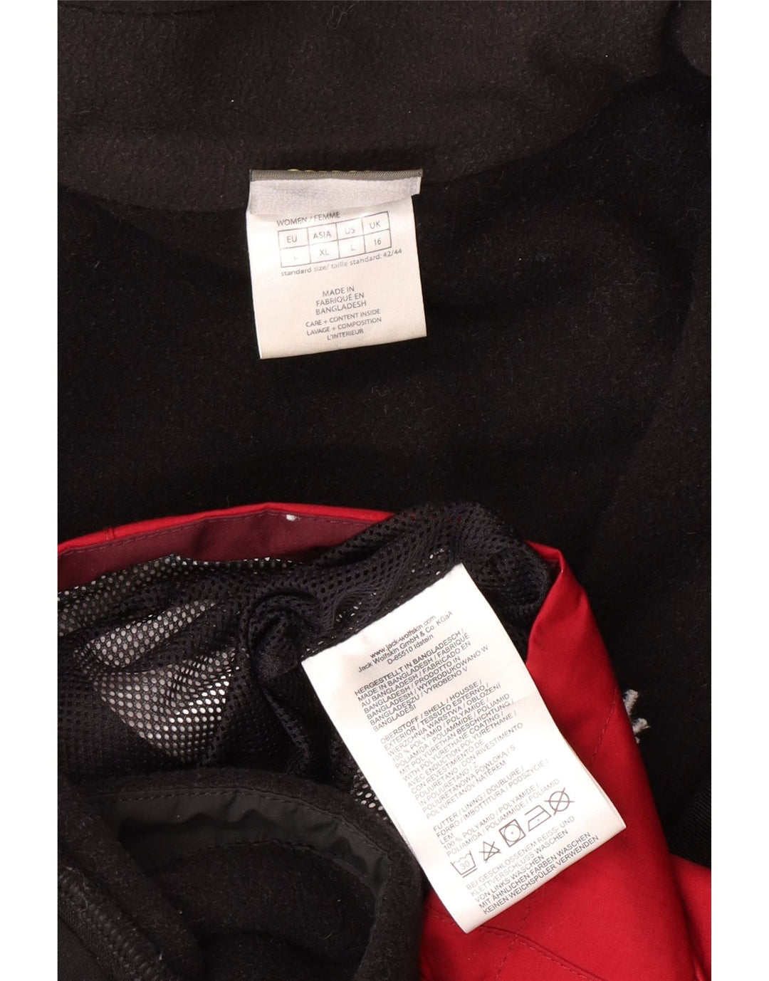 JACK WOLFSKIN Chaqueta impermeable con capucha para mujer UK 40 Large Red Colourblock
