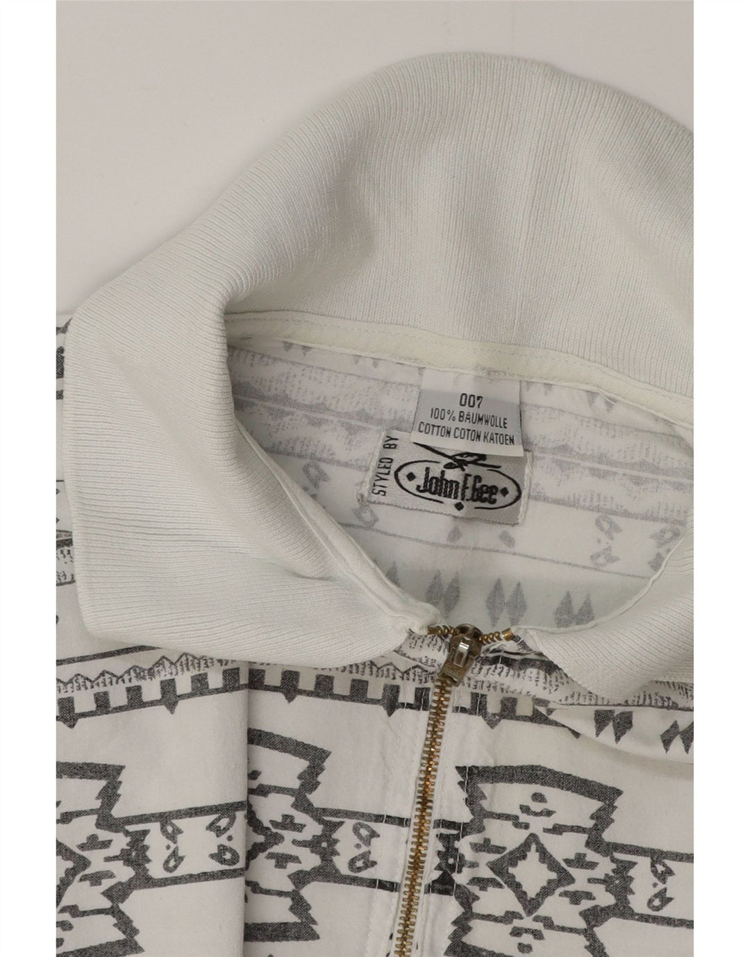 JOHN F GEE Camisa tipo jersey de manga corta para hombre 2XL Algodón geométrico blanco