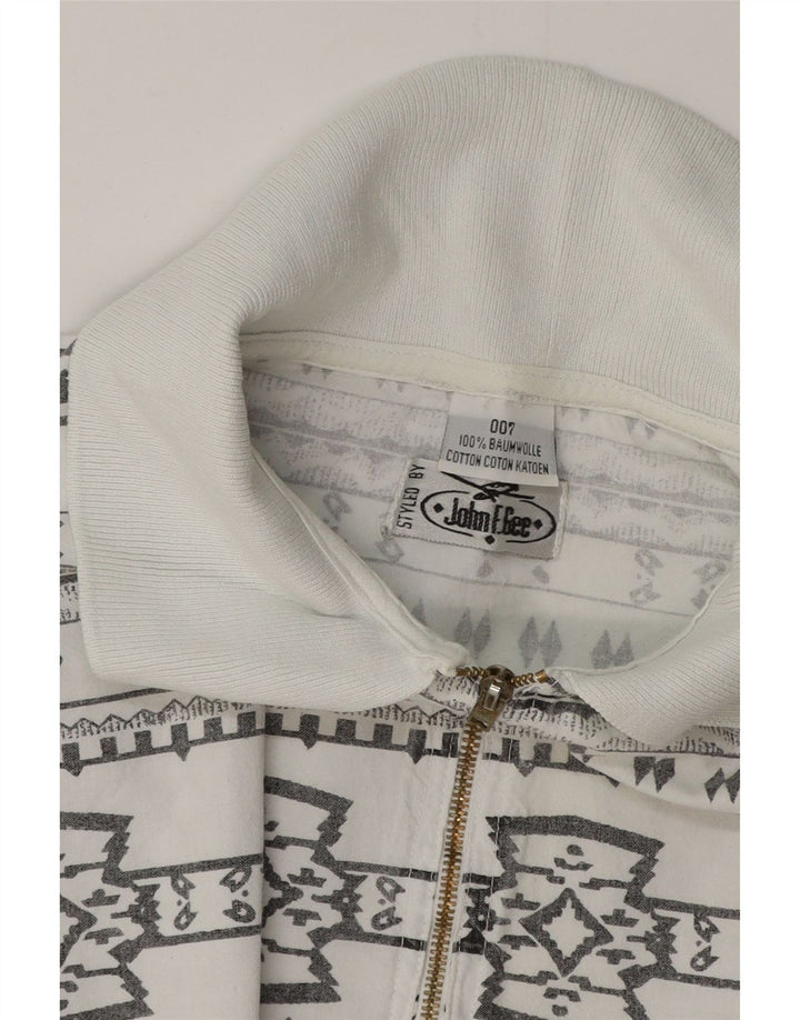 JOHN F GEE Camisa tipo jersey de manga corta para hombre 2XL Algodón geométrico blanco