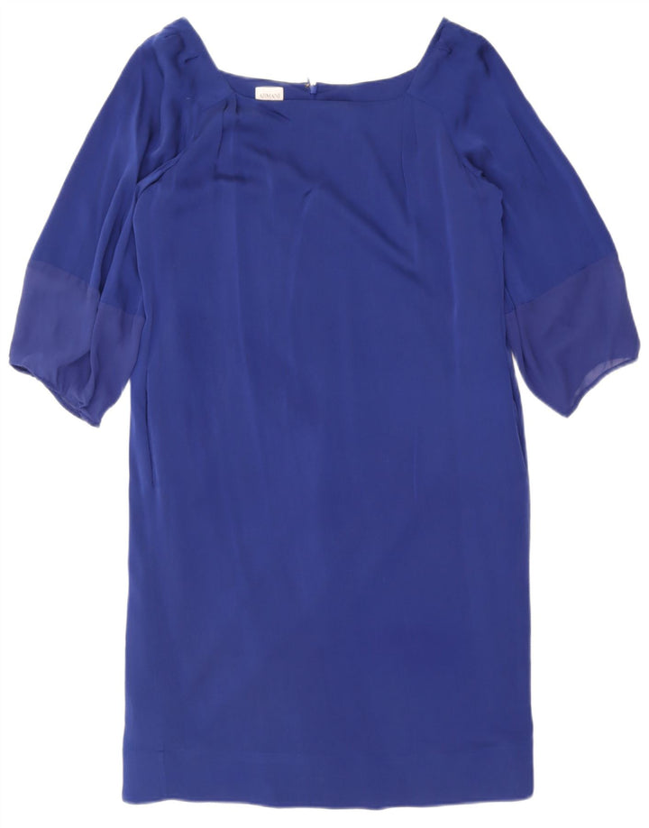 Armani Collezioni Vestido recto de manga 3/4 para mujer IT 44 Azul medio