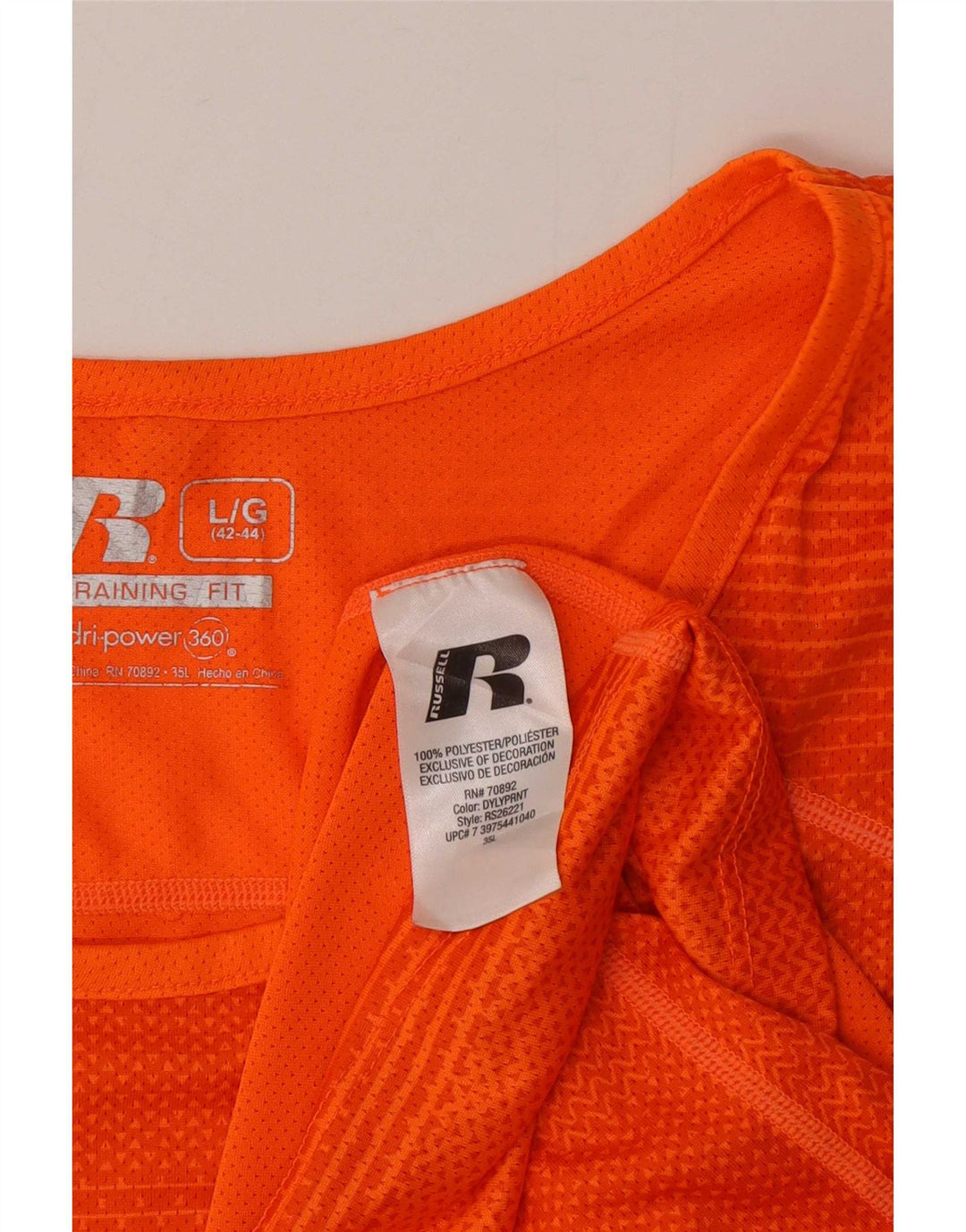 Russell Athletic Camiseta sin mangas para hombre UK 42/44 Poliéster a rayas naranja grande