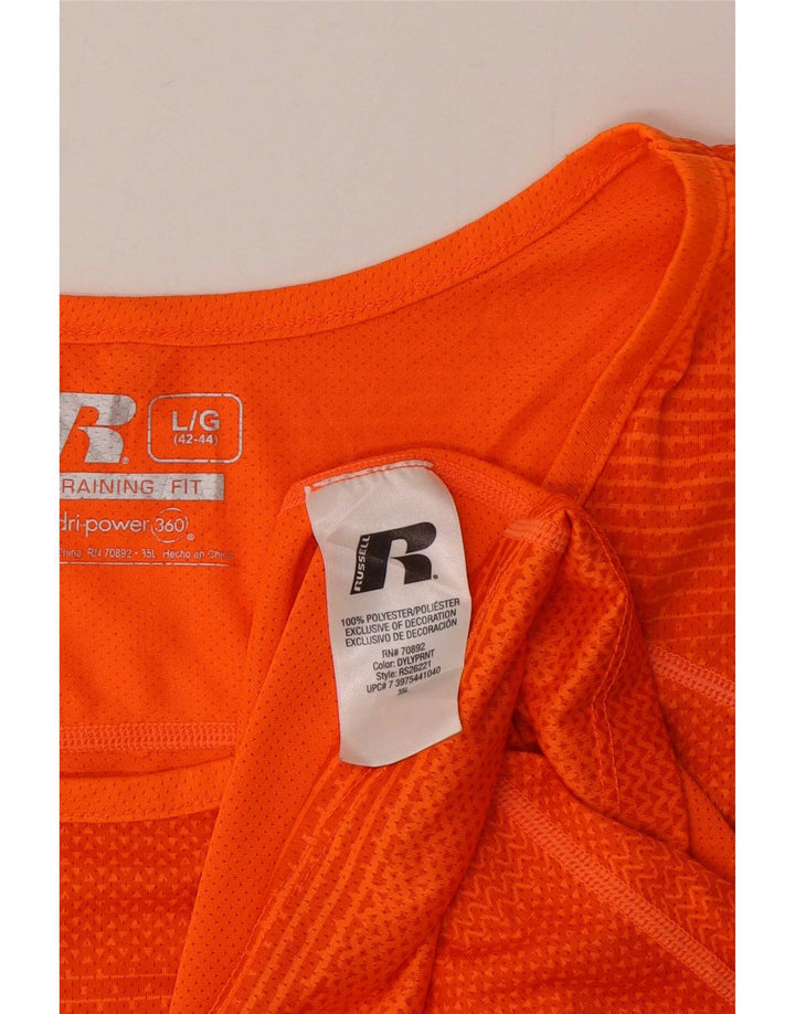 Russell Athletic Camiseta sin mangas para hombre UK 42/44 Poliéster a rayas naranja grande