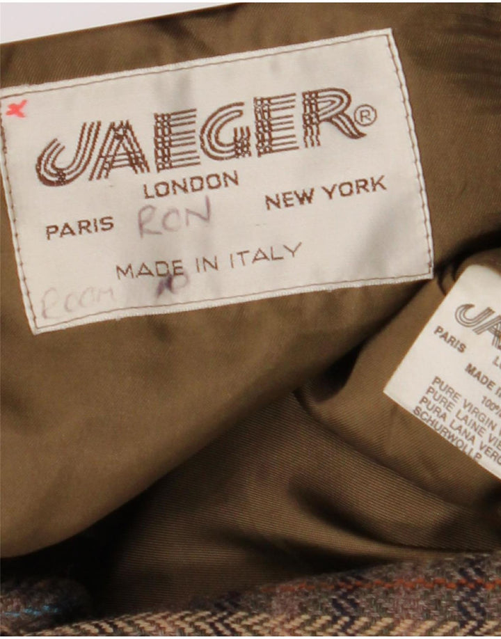 Jaeger Chaqueta tipo blazer de 2 botones para hombre UK 38 Lana virgen a cuadros marrón medio