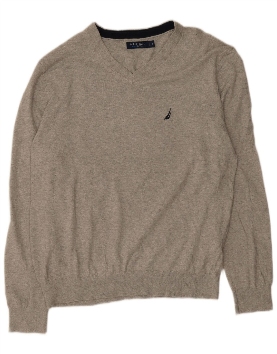 Nautica Jersey con cuello en V para hombre de algodón gris medio