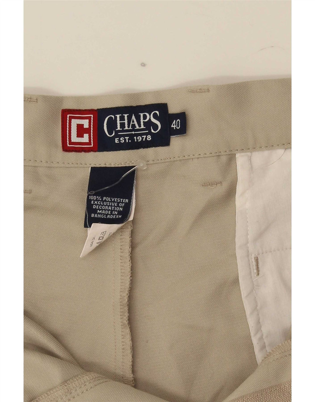 Chaps Pantalones cortos chinos para hombre W40 XL Poliéster beige