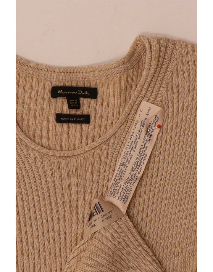 Massimo Dutti Maxi Vestido Sin Mangas Mujer UK 42 Viscosa Beige Medio