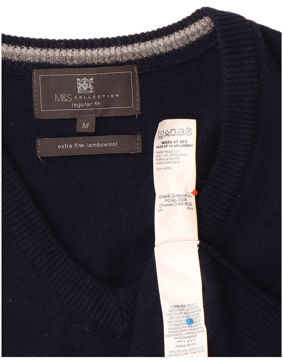 Marks & Spencer Camiseta sin mangas de ajuste regular para hombre Lana azul marino mediana