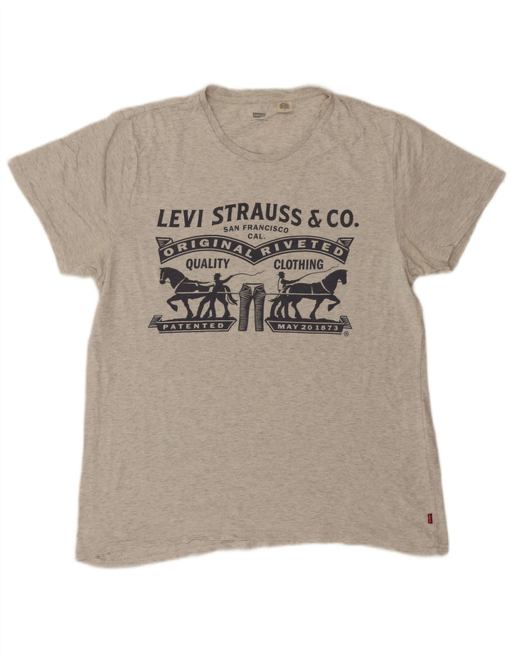 LEVI'S Camiseta gráfica para hombre Top grande de algodón gris