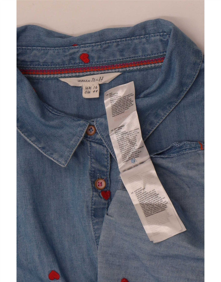Camisa con estampado abstracto para mujer de White Stuff, talla grande, algodón azul