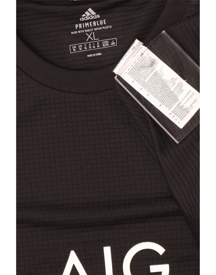 Adidas Hombres All Blacks Graphic Camiseta Top XL Poliéster Negro
