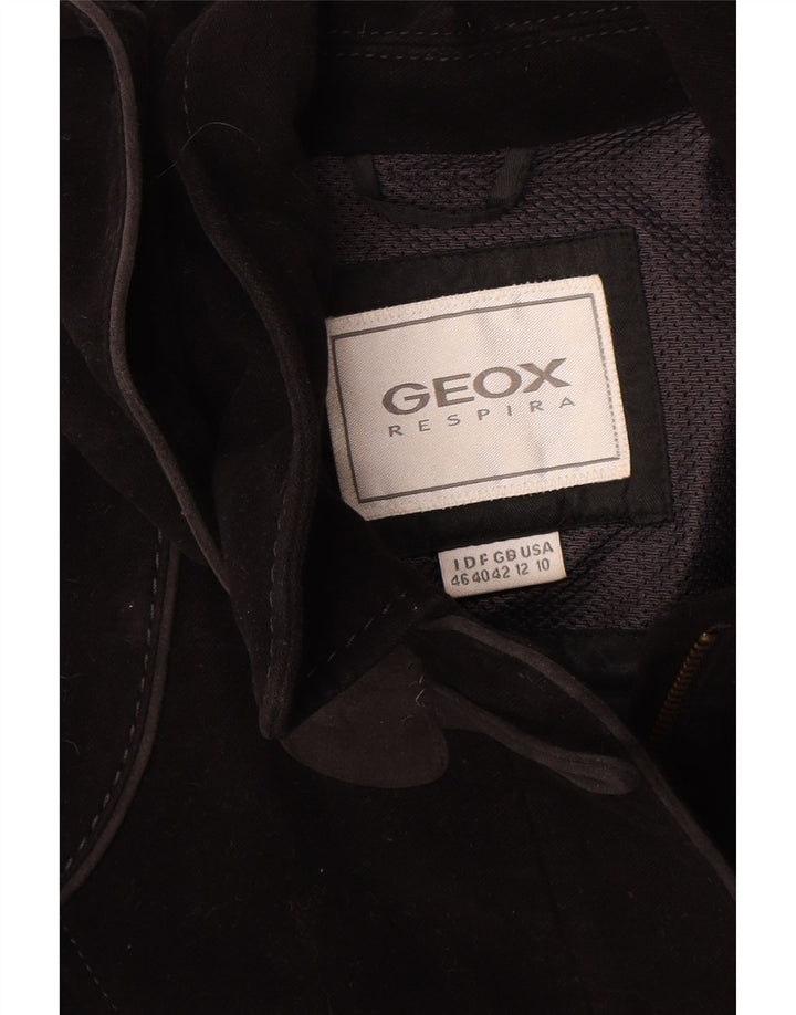 GEOX Mujer Respira Duffle Coat UK 12 Mediano Algodón Negro