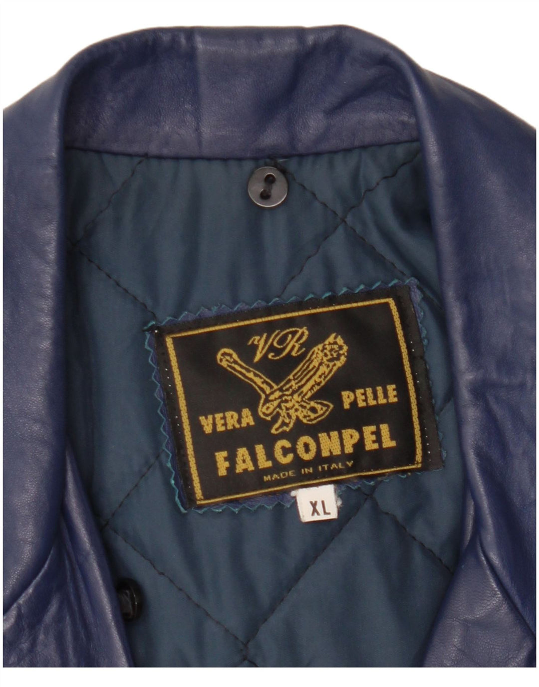Falconpel Chaqueta Blazer de Cuero con 2 Botones para Mujer UK 18 XL Cuero Azul Marino