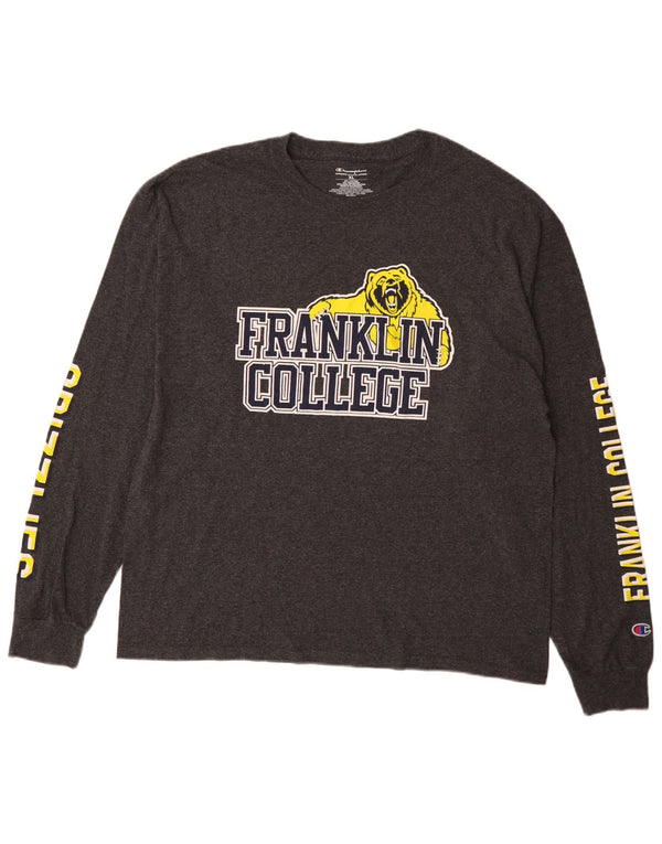 Champion Franklin College Graphic Top manga larga XL algodón gris para hombre