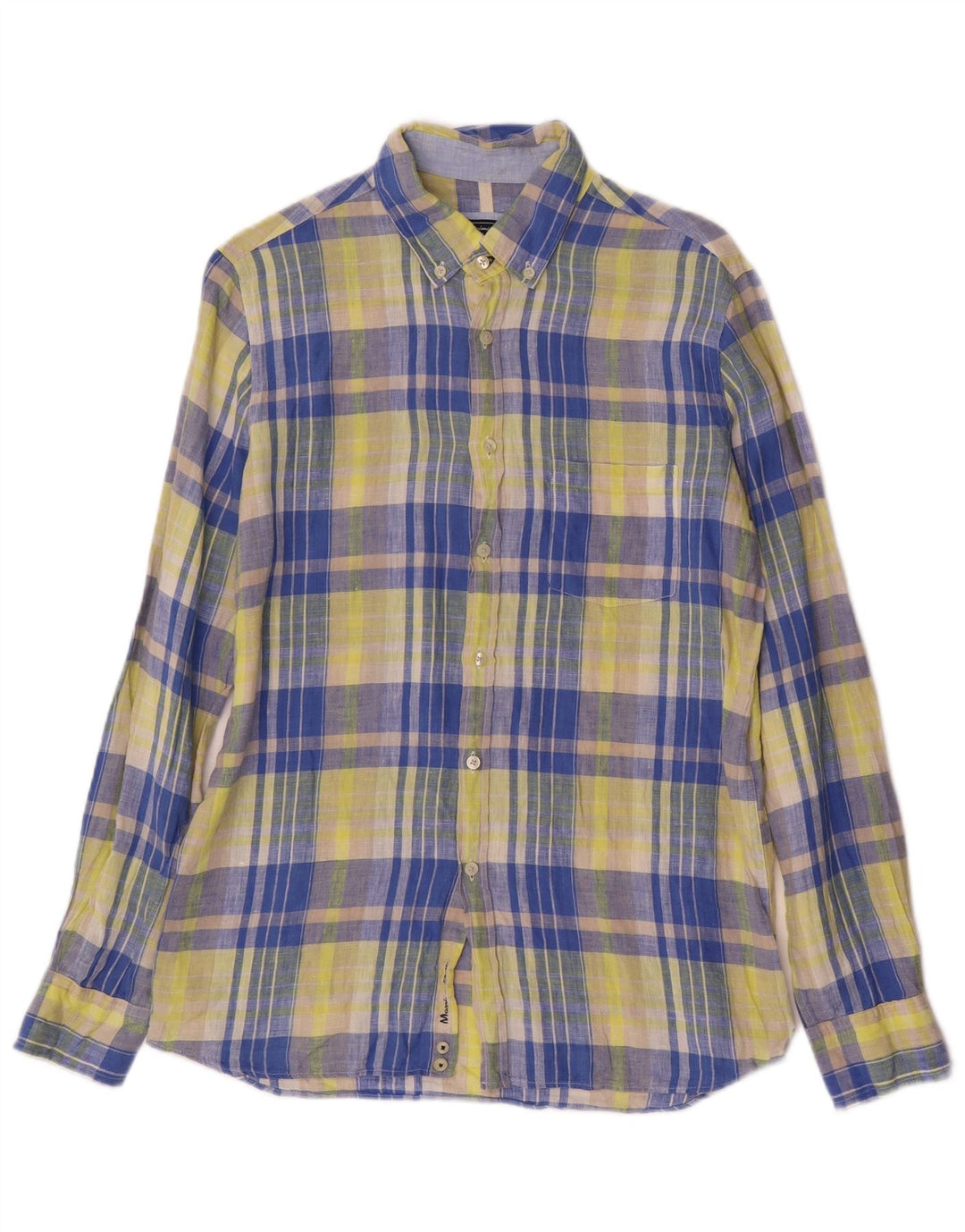 Massimo Dutti Camisa Niño 13-14 Años Cuadros Amarillo Lino