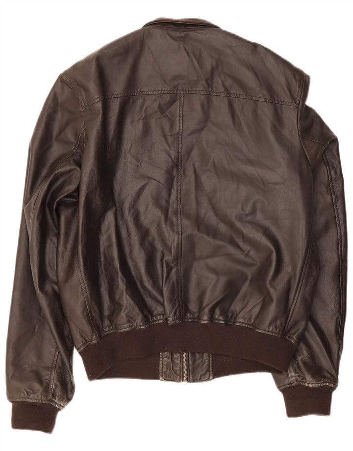 Chaqueta de cuero vintage para hombre Reino Unido 42 XL Marrón
