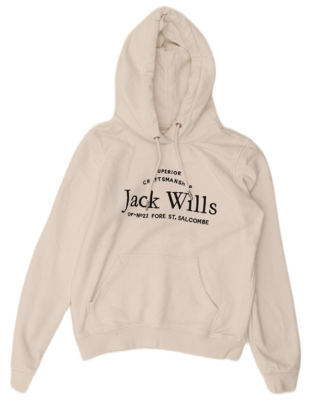 JACK WILLS Jersey con capucha y gráfico corto para mujer UK 8 Small White Cotton