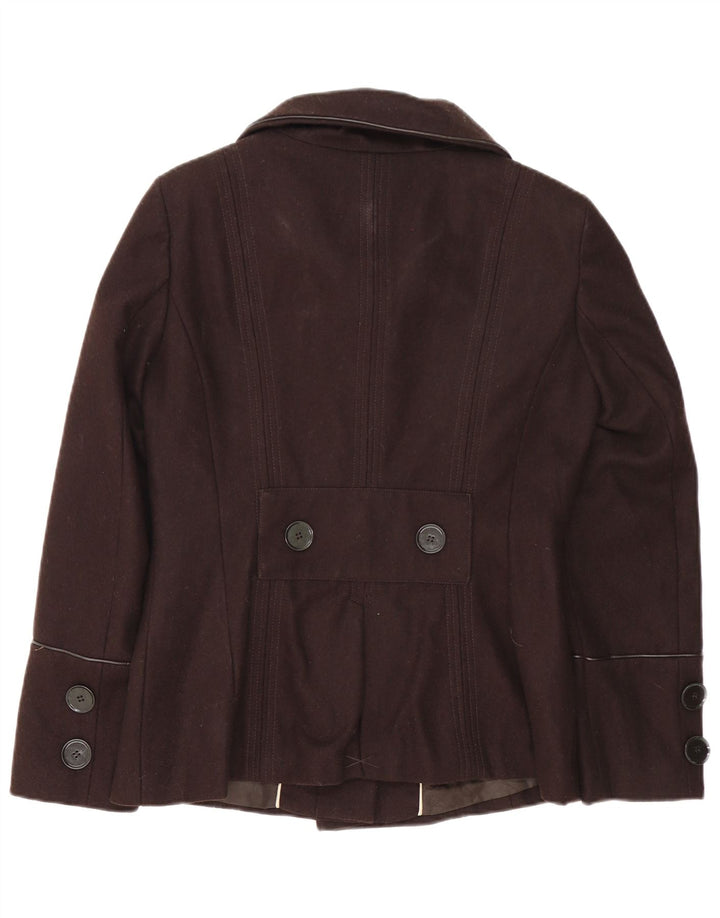 Zara Chaqueta Militar Mujer UK 46 Grande Lana Marrón