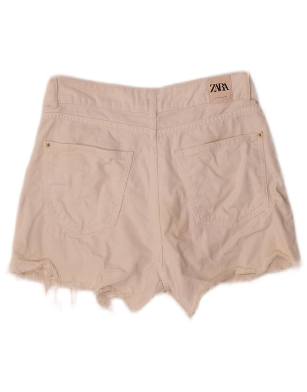 Zara Mujer Shorts Vaqueros Small W26 Algodón Blanco
