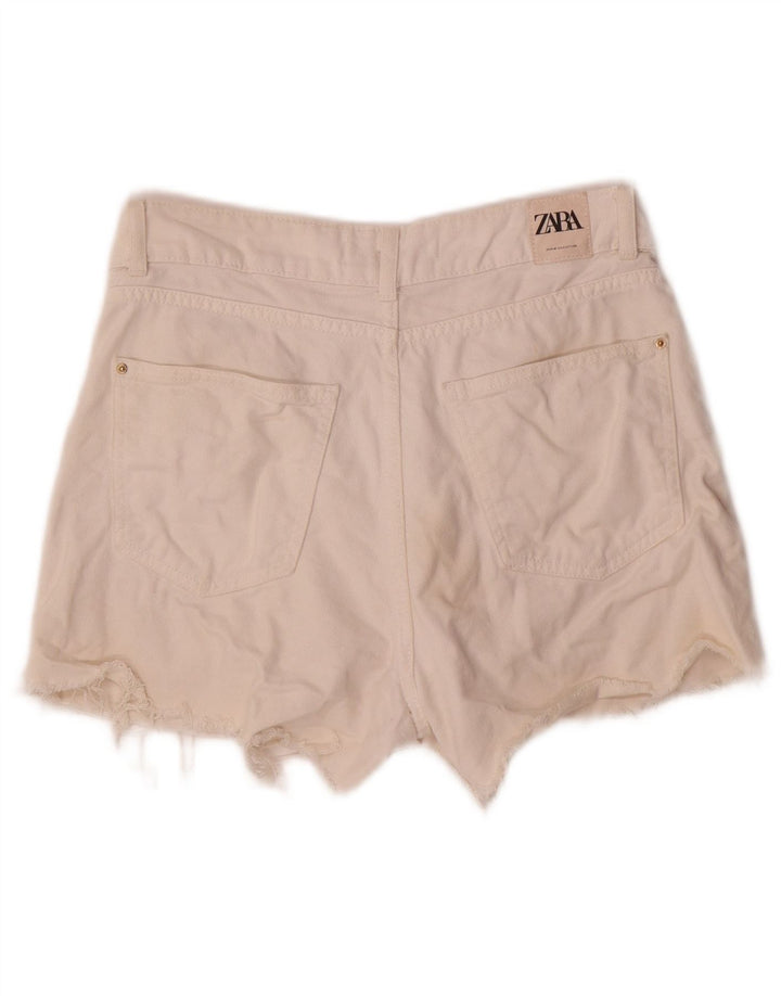 Zara Mujer Shorts Vaqueros Small W26 Algodón Blanco