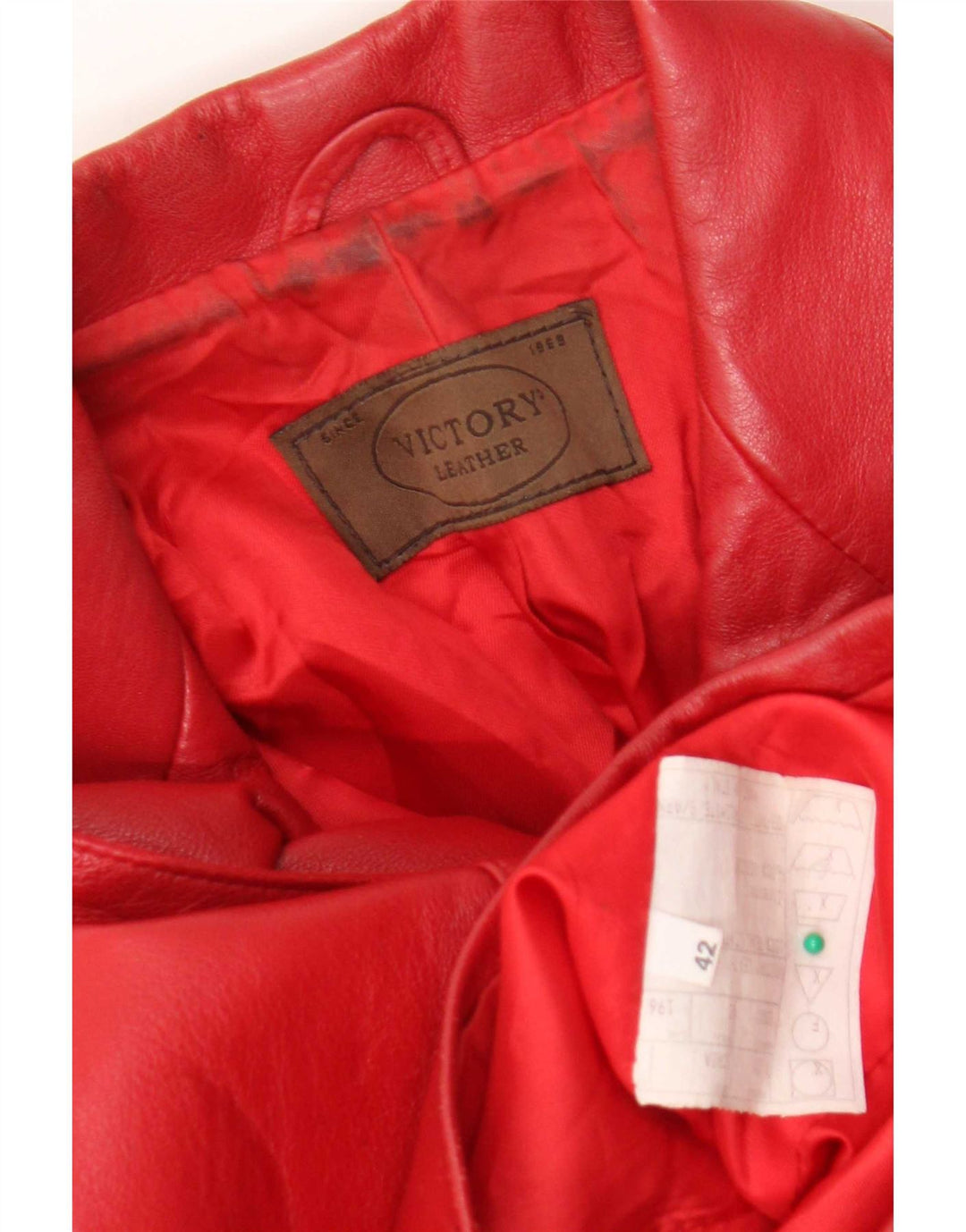 Victory Chaqueta Blazer de Cuero con 3 Botones para Mujer IT 42 Rojo Mediano