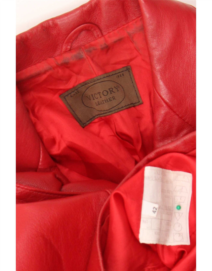 Victory Chaqueta Blazer de Cuero con 3 Botones para Mujer IT 42 Rojo Mediano